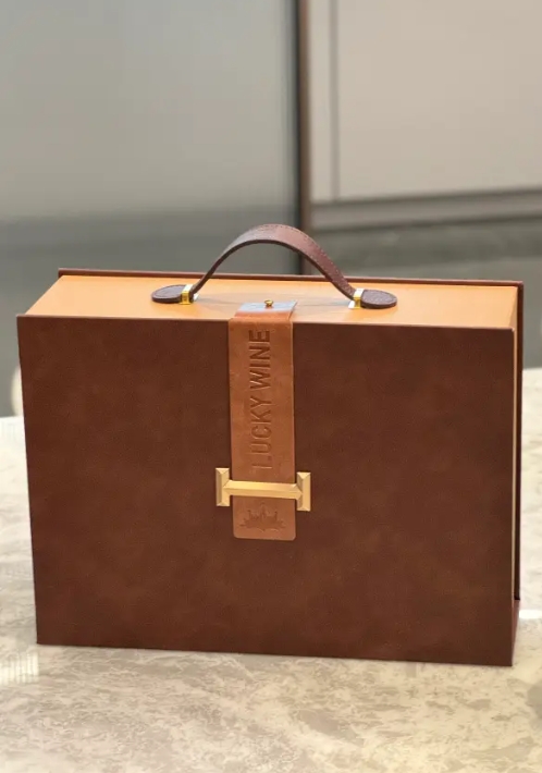 双支绅士皮盒棕色